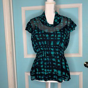 Worthington Black, Blue & Green Blouse with Cami - PL